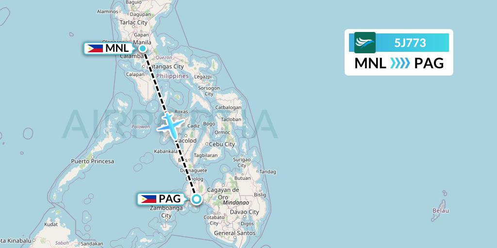 5J773 CEBU Pacific Air Flight Map: Manila to Pagadian