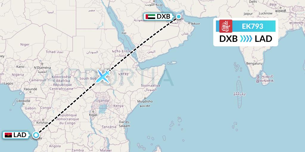 EK793 Flight Status Emirates Dubai to Luanda (UAE793)