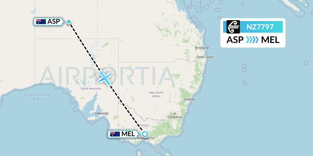 NZ7797 Air New Zealand Flight Map: Alice Springs to Melbourne