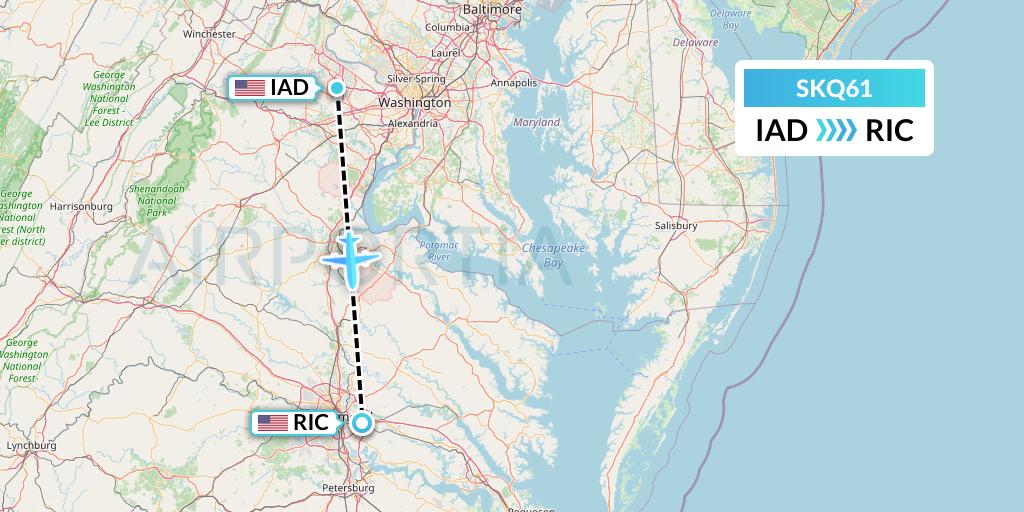 SKQ61 Labcorp Flight Map: Washington to Richmond