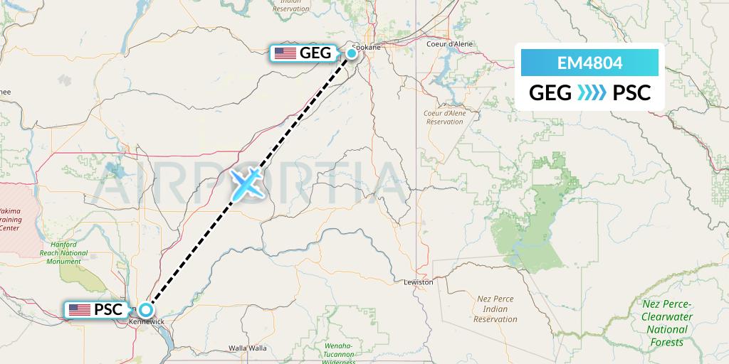 EM4804 Empire Airlines Flight Map: Spokane to Pasco