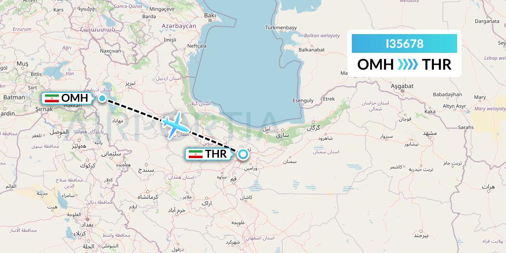 I35678 ATA Airlines Flight Map: Urmia to Tehran