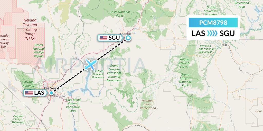 PCM8798 Westair Industries Flight Map: Las Vegas to St. George
