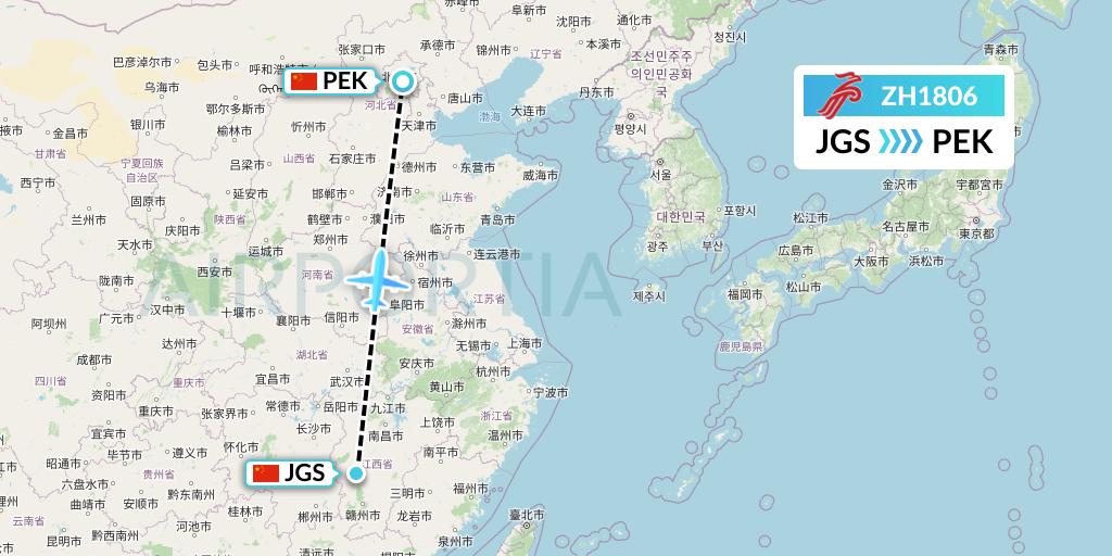 ZH1806 Shenzhen Airlines Flight Map: Ji'an to Beijing
