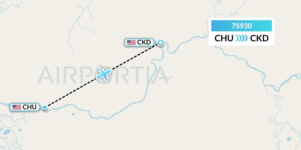 7S930 Ryan Air (USA) Flight Map: Chuathbaluk to Crooked Creek