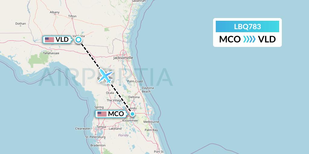 LBQ783 Quest Diagnostics Flight Map: Orlando to Valdosta