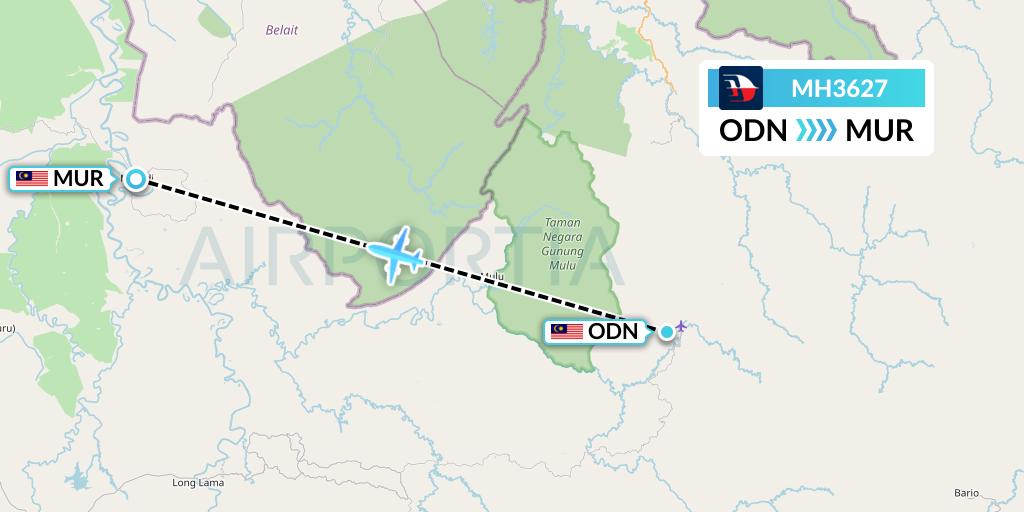 MH3627 Malaysia Airlines Flight Map: Long Seridan to Marudi