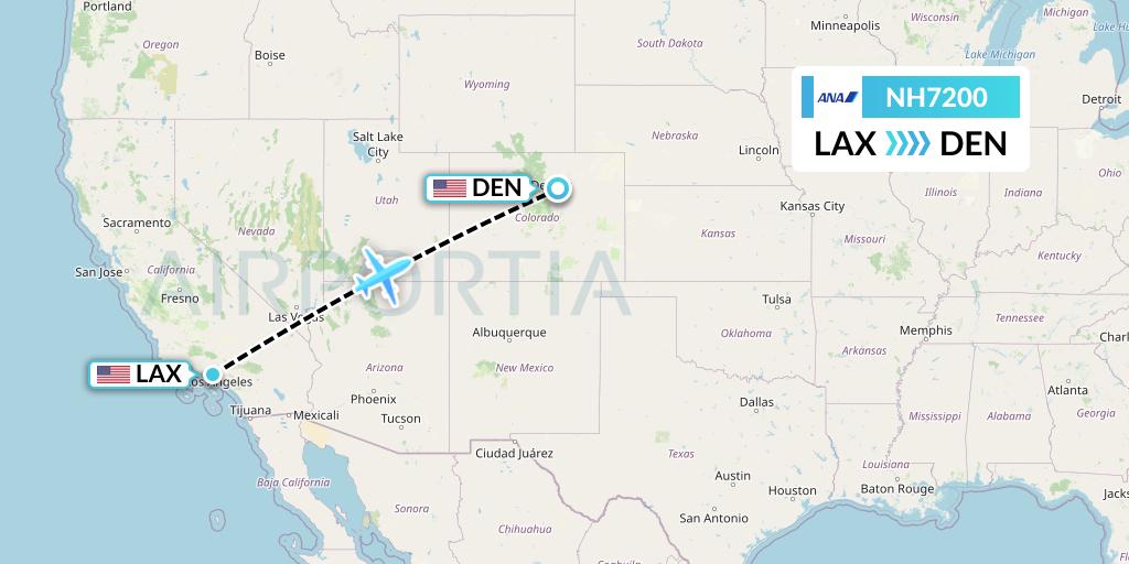 NH7200 All Nippon Airways Flight Map: Los Angeles to Denver
