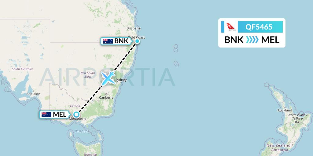 QF5465 Qantas Flight Map: Ballina to Melbourne