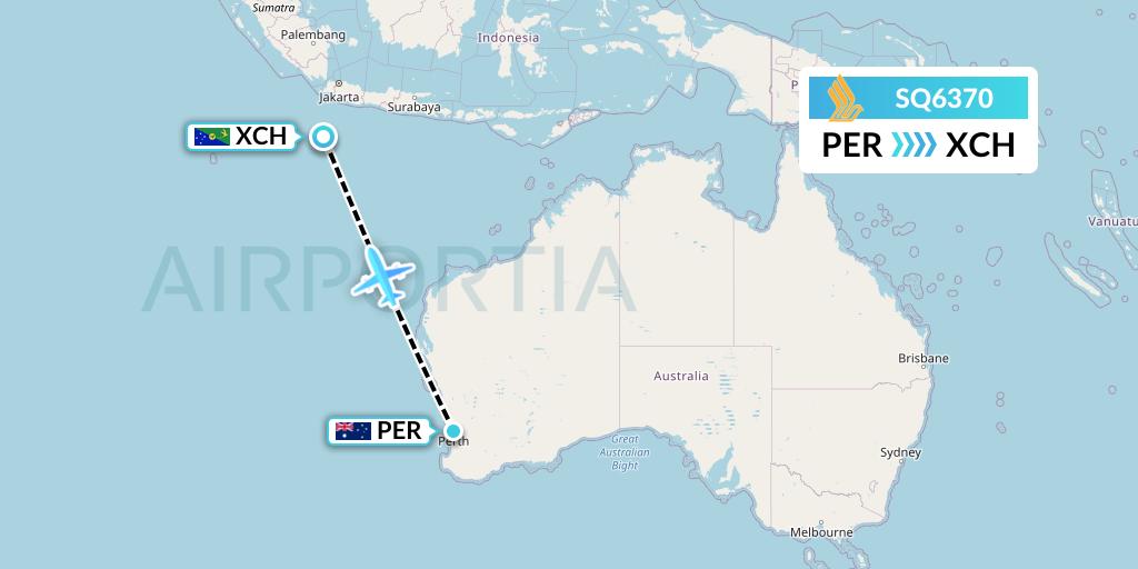 SQ6370 Singapore Airlines Flight Map: Perth to Christmas Island