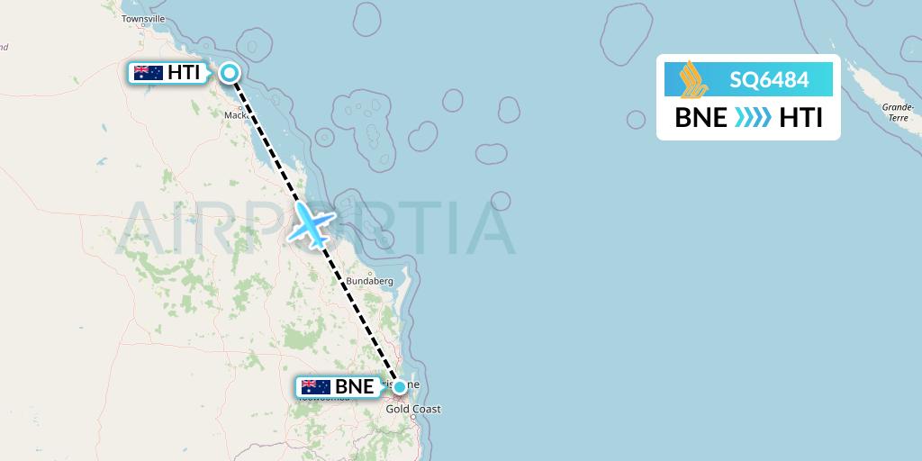 SQ6484 Singapore Airlines Flight Map: Brisbane to Hamilton Island