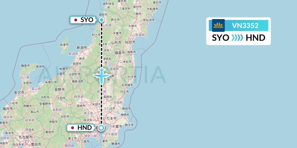 VN3352 Vietnam Airlines Flight Map: Sakata to Tokyo