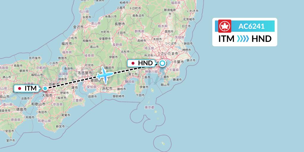 AC6241 Air Canada Flight Map: Osaka to Tokyo