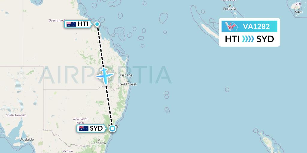 VA1282 Virgin Australia Flight Map: Hamilton Island to Sydney