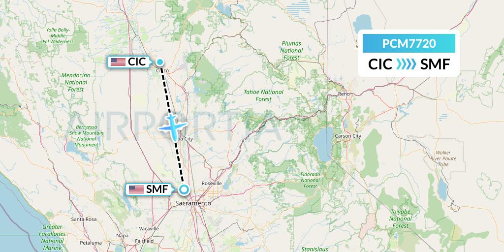 PCM7720 Westair Industries Flight Map: Chico to Sacramento