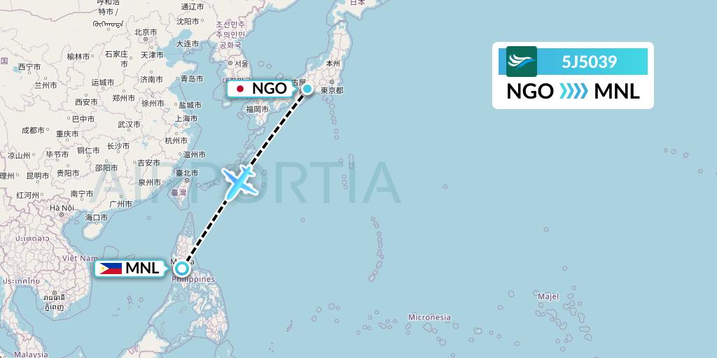 5J5039 Flight Status CEBU Pacific Air Nagoya to Manila (CEB5039)