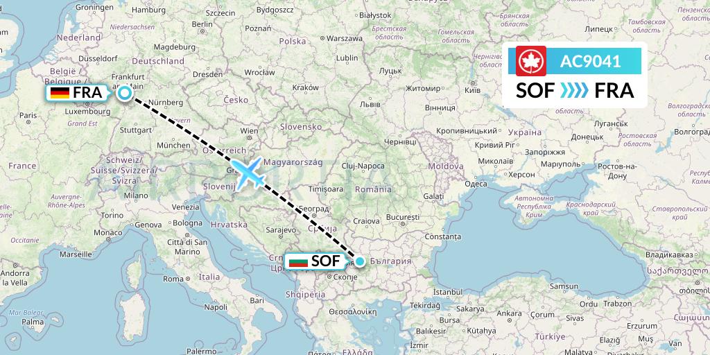 AC9041 Air Canada Flight Map: Sofia to Frankfurt