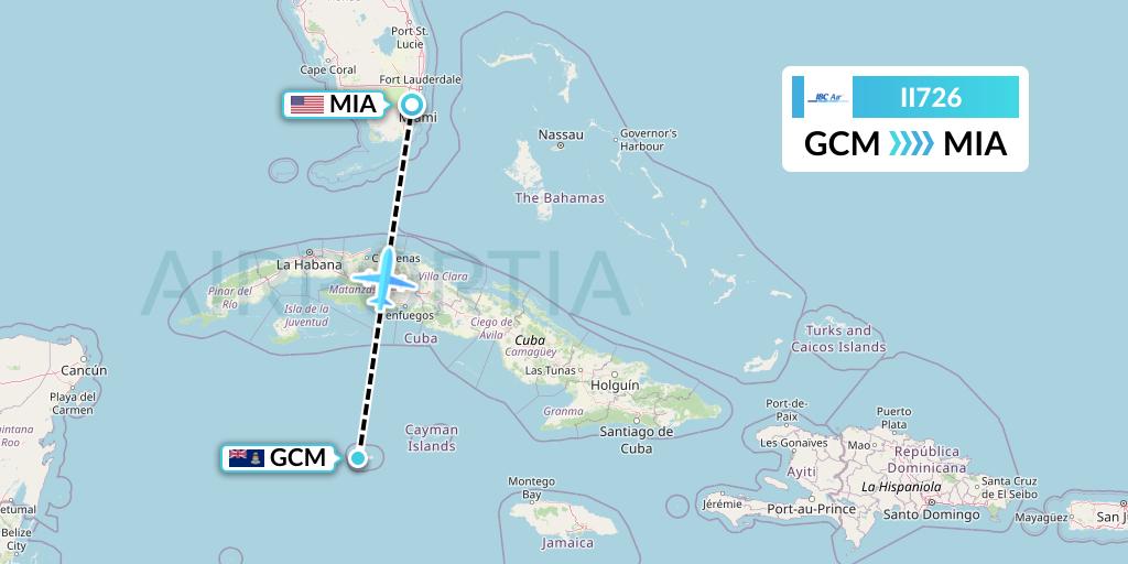 II726 IBC Airways Flight Map: George Town to Miami