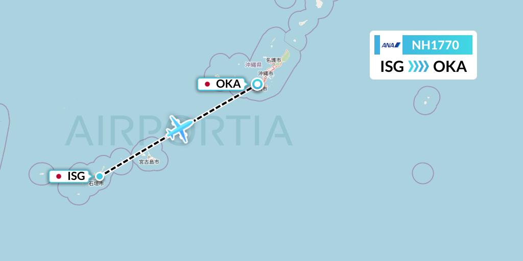 NH1770 All Nippon Airways Flight Map: Ishigaki to Naha