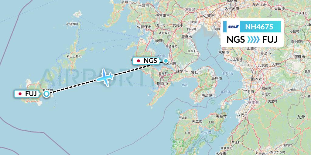 NH4675 All Nippon Airways Flight Map: Nagasaki to Fukue