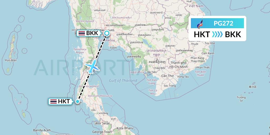 PG272 Bangkok Airways Flight Map: Phuket to Bangkok