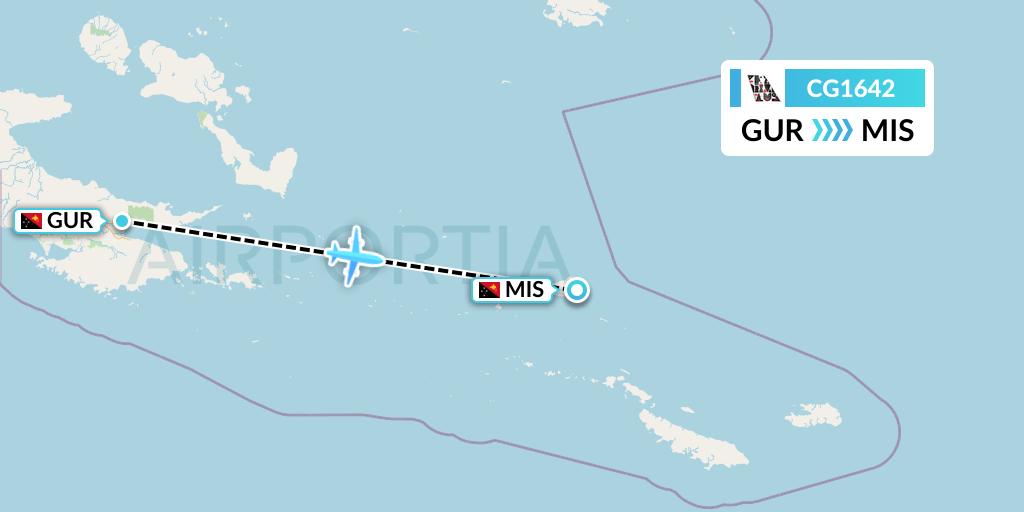 CG1642 Airlines PNG Flight Map: Gurney to Misima Island