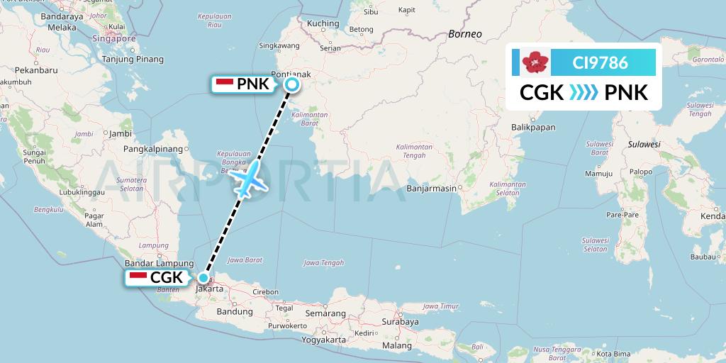 CI9786 China Airlines Flight Map: Jakarta to Pontianak