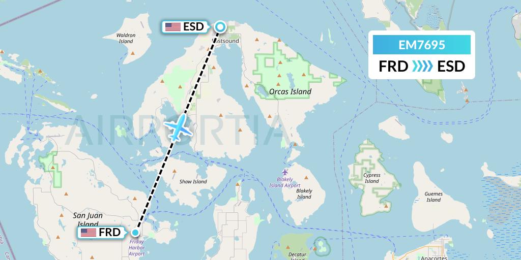 EM7695 Empire Airlines Flight Map: Friday Harbor to Eastsound