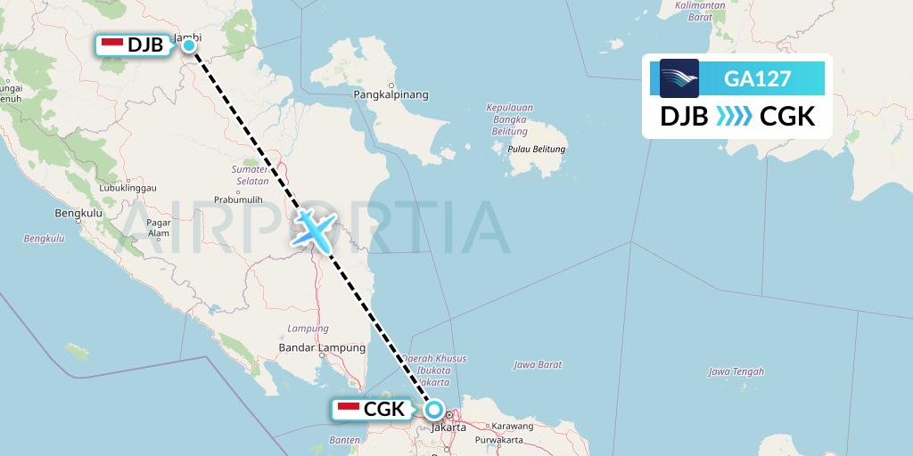 GA127 Garuda Indonesia Flight Map: Jambi to Jakarta