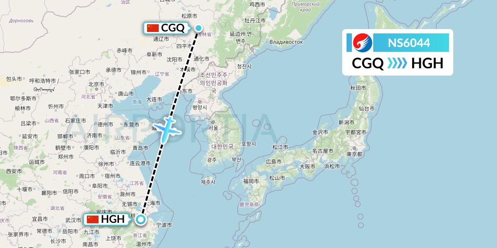 NS6044 Hebei Airlines Flight Map: Changchun to Hangzhou