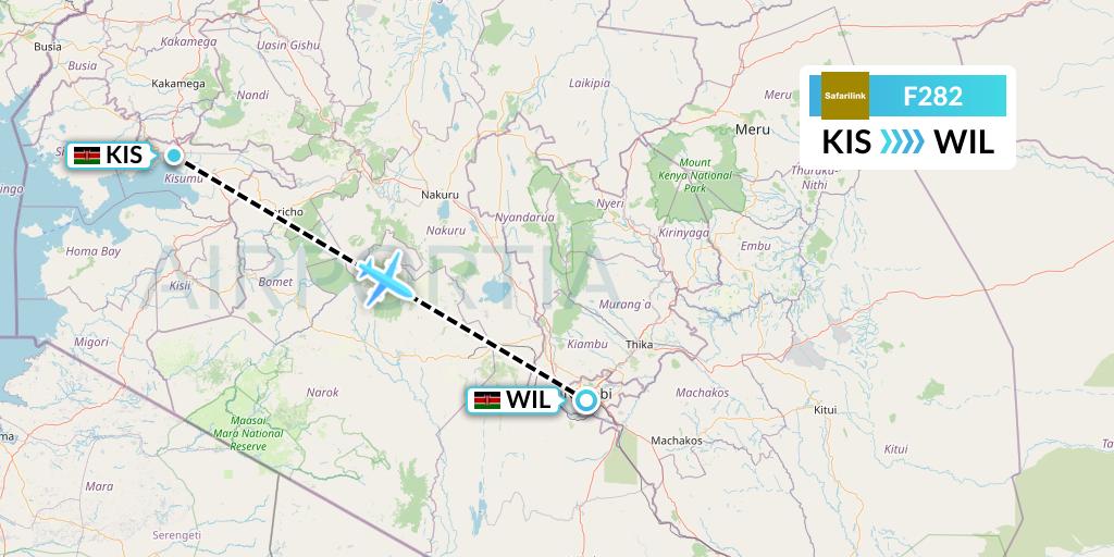 F282 Safarilink Aviation Flight Map: Kisumu to Nairobi