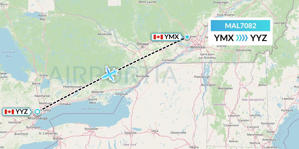 MAL7082 Morningstar Air Express Flight Map: Montreal to Toronto