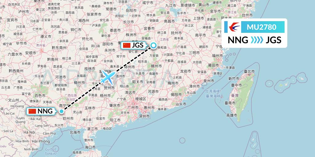 MU2780 China Eastern Airlines Flight Map: Nanning to Ji'an