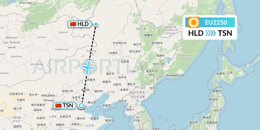 EU2250 Chengdu Airlines Flight Map: Hailar to Tianjin