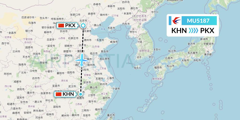 MU5187 China Eastern Airlines Flight Map: Nanchang to Beijing