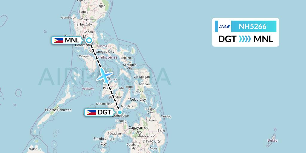 NH5266 All Nippon Airways Flight Map: Dumaguete City to Manila