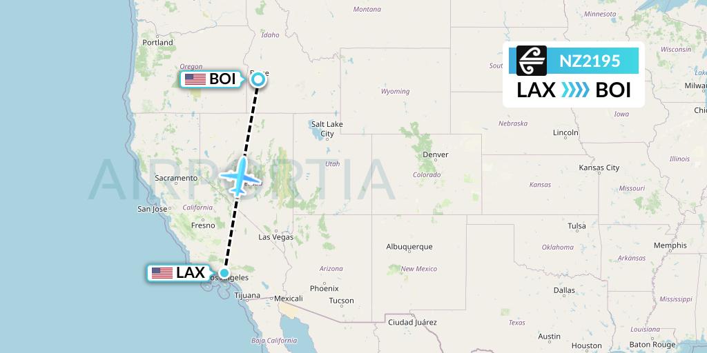 NZ2195 Air New Zealand Flight Map: Los Angeles to Boise