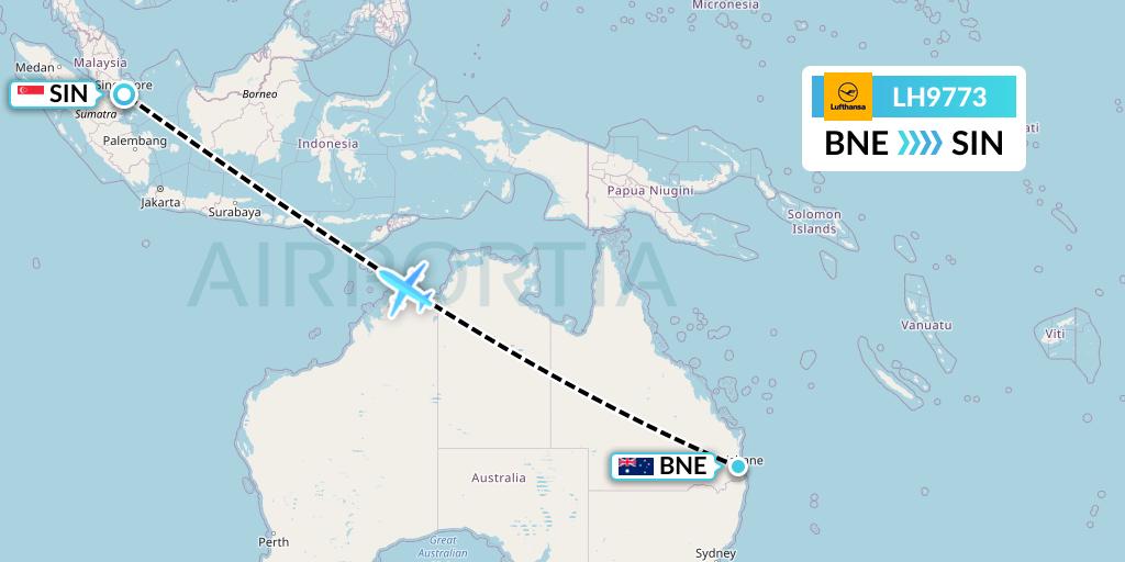 LH9773 Lufthansa Flight Map: Brisbane to Singapore