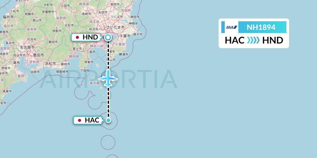 NH1894 All Nippon Airways Flight Map: Hachijojima to Tokyo