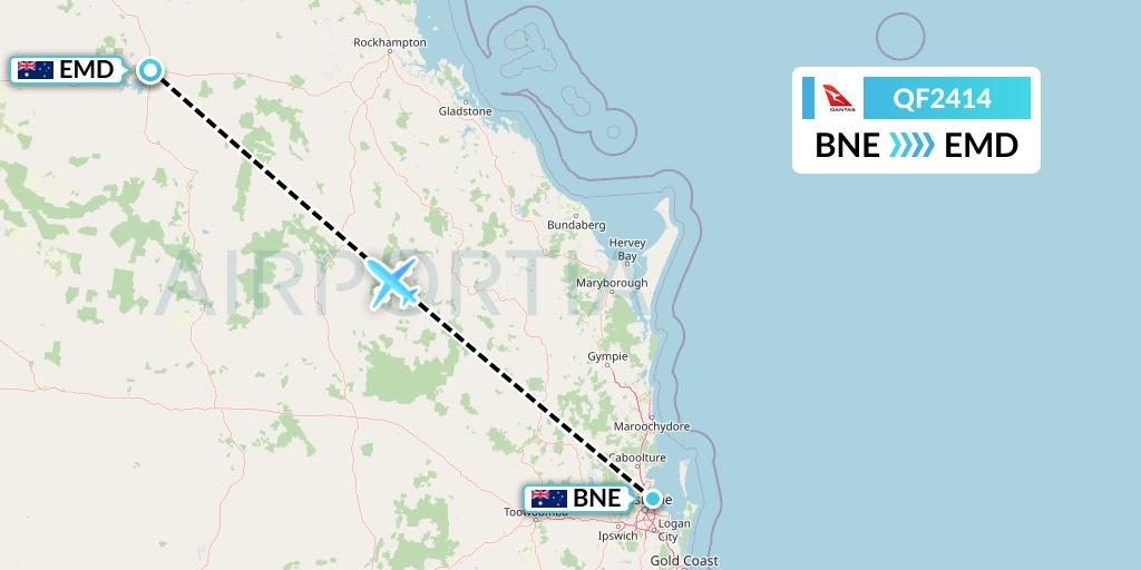 QF2414 Qantas Flight Map: Brisbane to Emerald