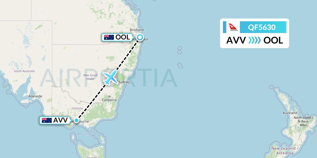 QF5630 Qantas Flight Map: Melbourne to Gold Coast