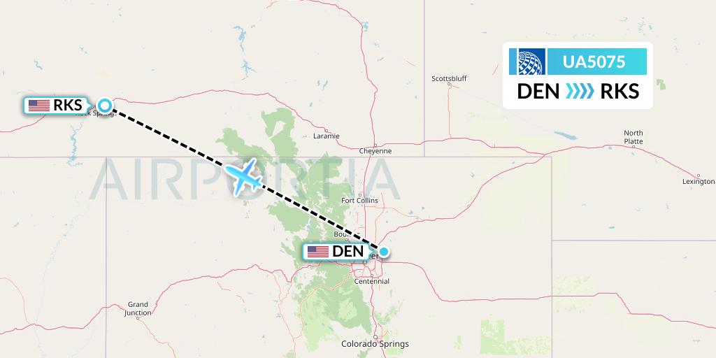 UA5075 United Airlines Flight Map: Denver to Rock Springs