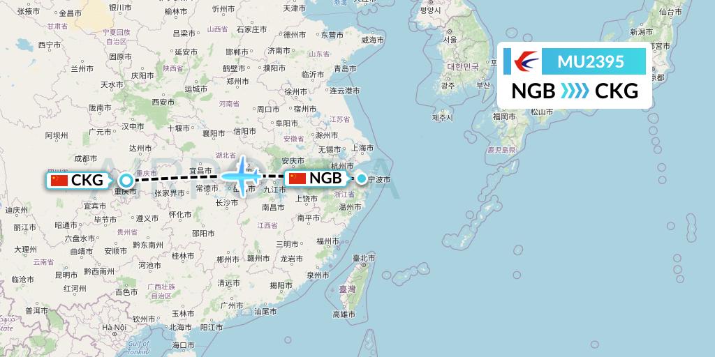 MU2395 China Eastern Airlines Flight Map: Ningbo to Chongqing