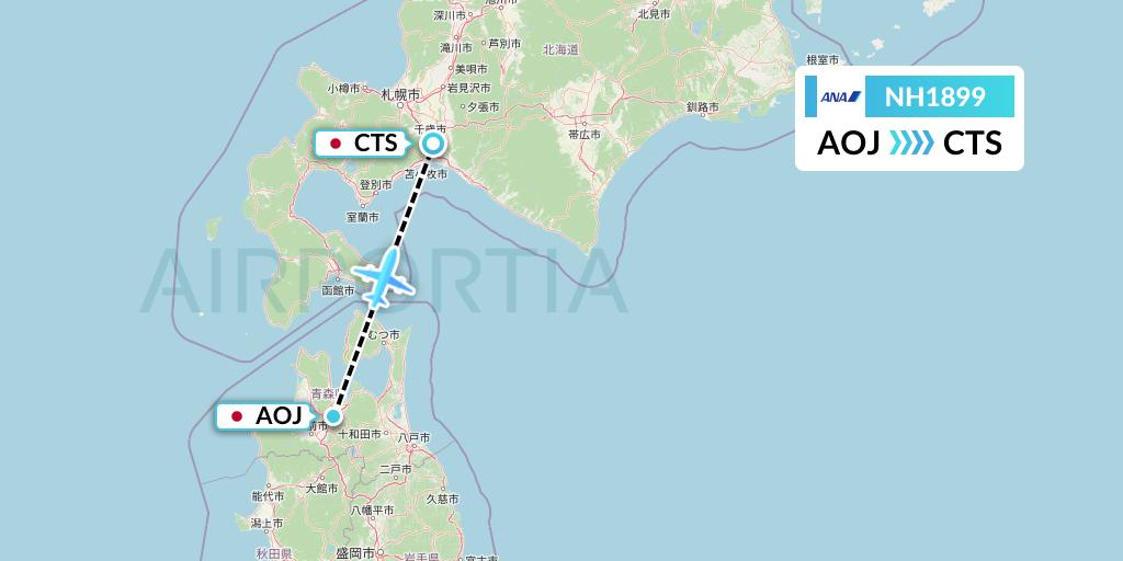 NH1899 All Nippon Airways Flight Map: Aomori to Sapporo