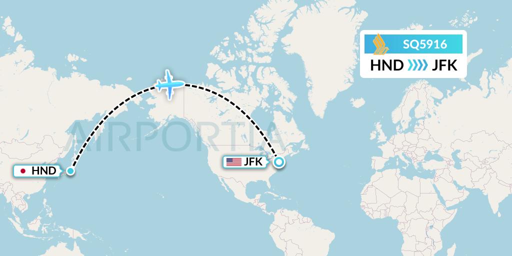 SQ5916 Singapore Airlines Flight Map: Tokyo to New York