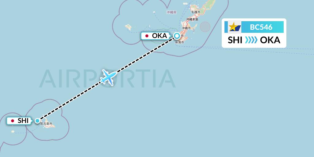 BC546 Skymark Airlines Flight Map: Japan to Naha