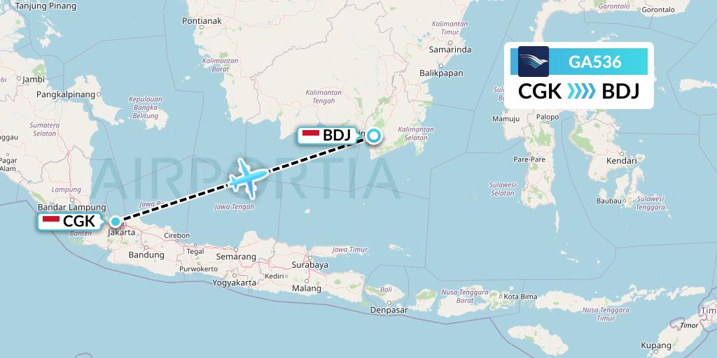 GA536 Garuda Indonesia Flight Map: Jakarta to Banjarmasin