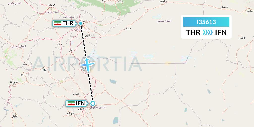 I35613 ATA Airlines Flight Map: Tehran to Isfahan