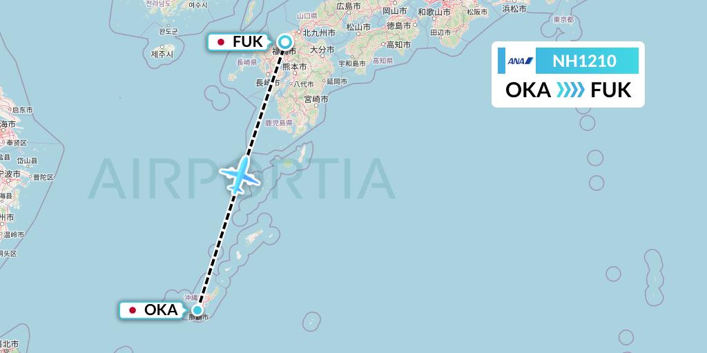 NH1210 All Nippon Airways Flight Map: Naha to Fukuoka