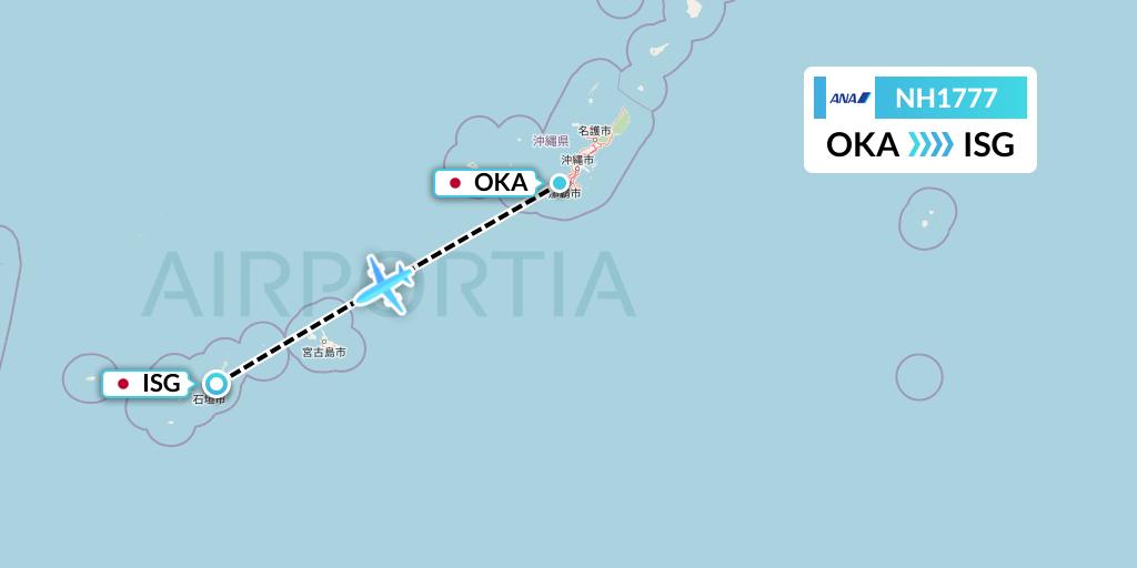 NH1777 All Nippon Airways Flight Map: Naha to Ishigaki